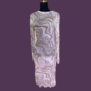 AFRM Sheer Bodycon Long Dress Y2K Rave Streetwear Swirl Psychedelic Fairy